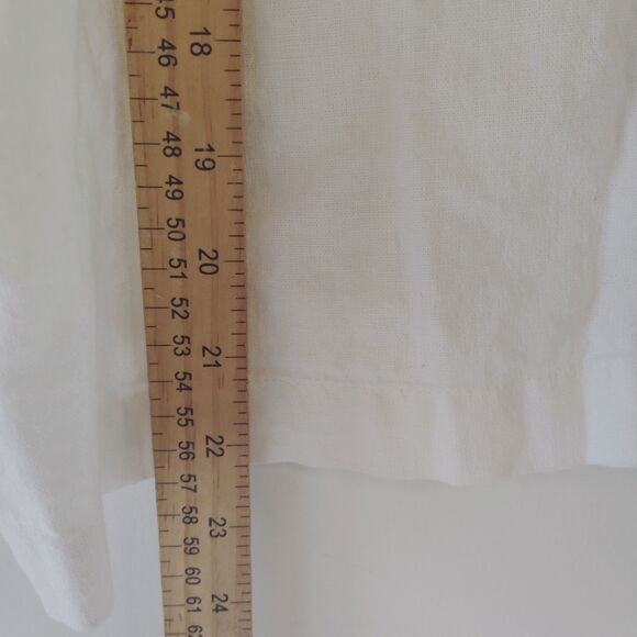 Universal Thread Shirt Womens L Cream Button Up Top Short Sleeve Linen - Picture 5 of 7